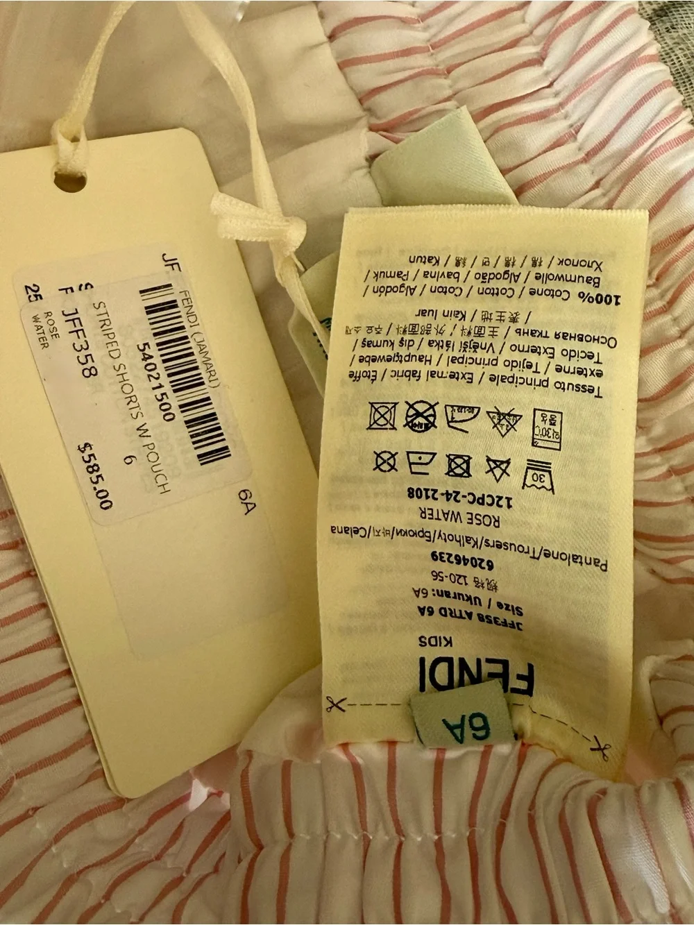 Fendi Pink Striped kids Shorts
